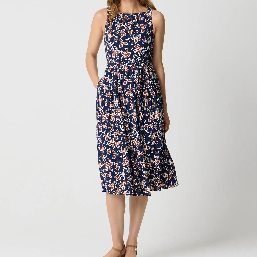 J.Crew NEW High-neck tie-waist midi dress Size 8 Floral